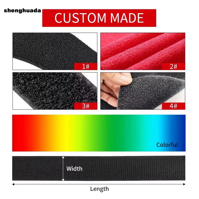 Махсус мато 20мм 50мм яхши ушлаб турувчи нейлон патч илгак ва ҳалқали лента тасмаси