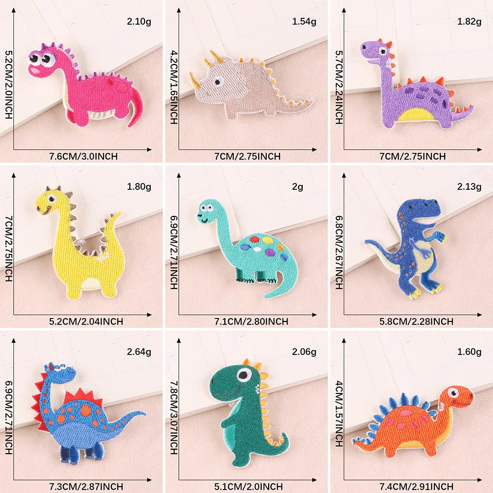 Яхши сифатли Каваии дизайнери мултфилм динозавр ўз-ўзидан ёпиштирувчи каштадўзлик болалар кийими ямоқлари аксессуарлари учун