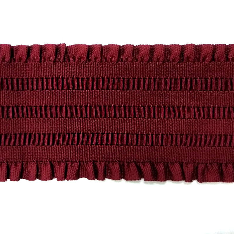 Декоратив резинка рюшали, эни 70мм, ранги бордо (қизғиш-бинафша), рулони 28м.
