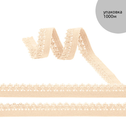 Ички кийим учун ажурли резинка, 12 мм, қора ранг, 1000 метрлик ўрам.