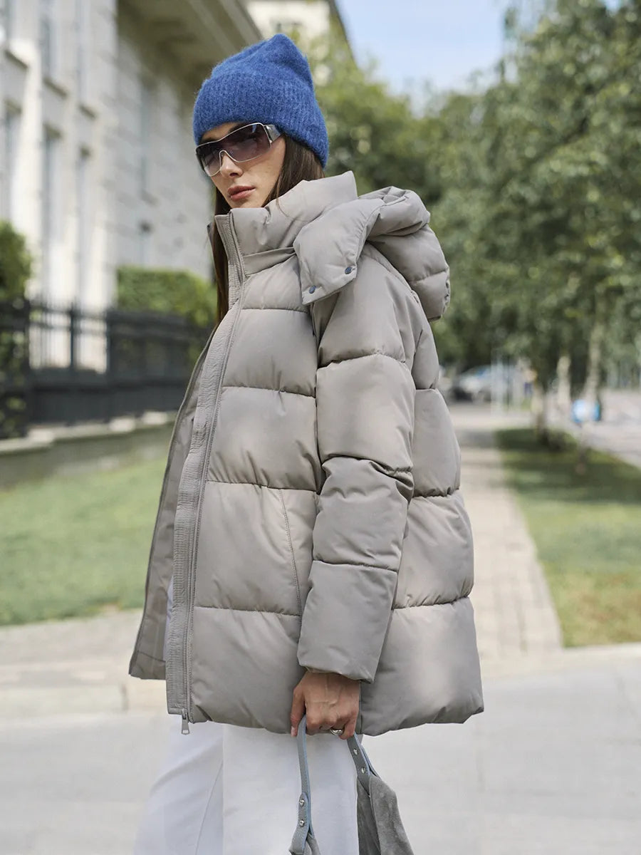 Қишки капюшонли оверсайз куртка