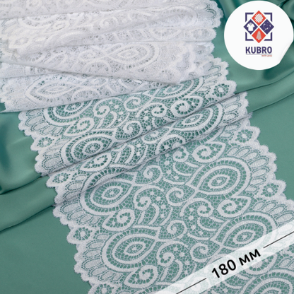 Стрейч-кружева, эни 180мм, ранги №100 қизил, қадоғи 25м.