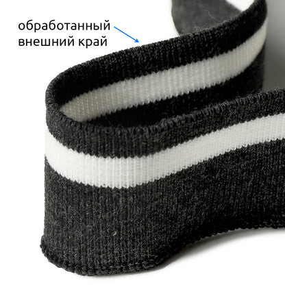 Подвяз манжет трикотажный серый в полоску