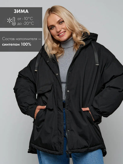 Аёллар учун катта ўлчамдаги қишки оверсайз куртка