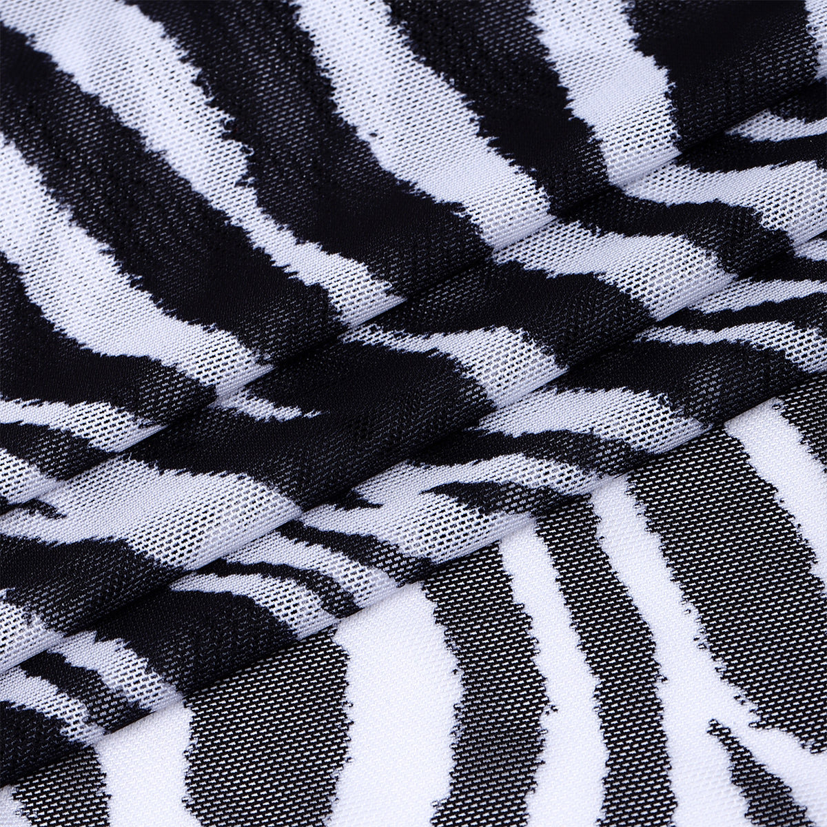 Эластик тор мато 100 г/м², Зебра принти билан, кенглиги 160см, ранги оқ ва қора