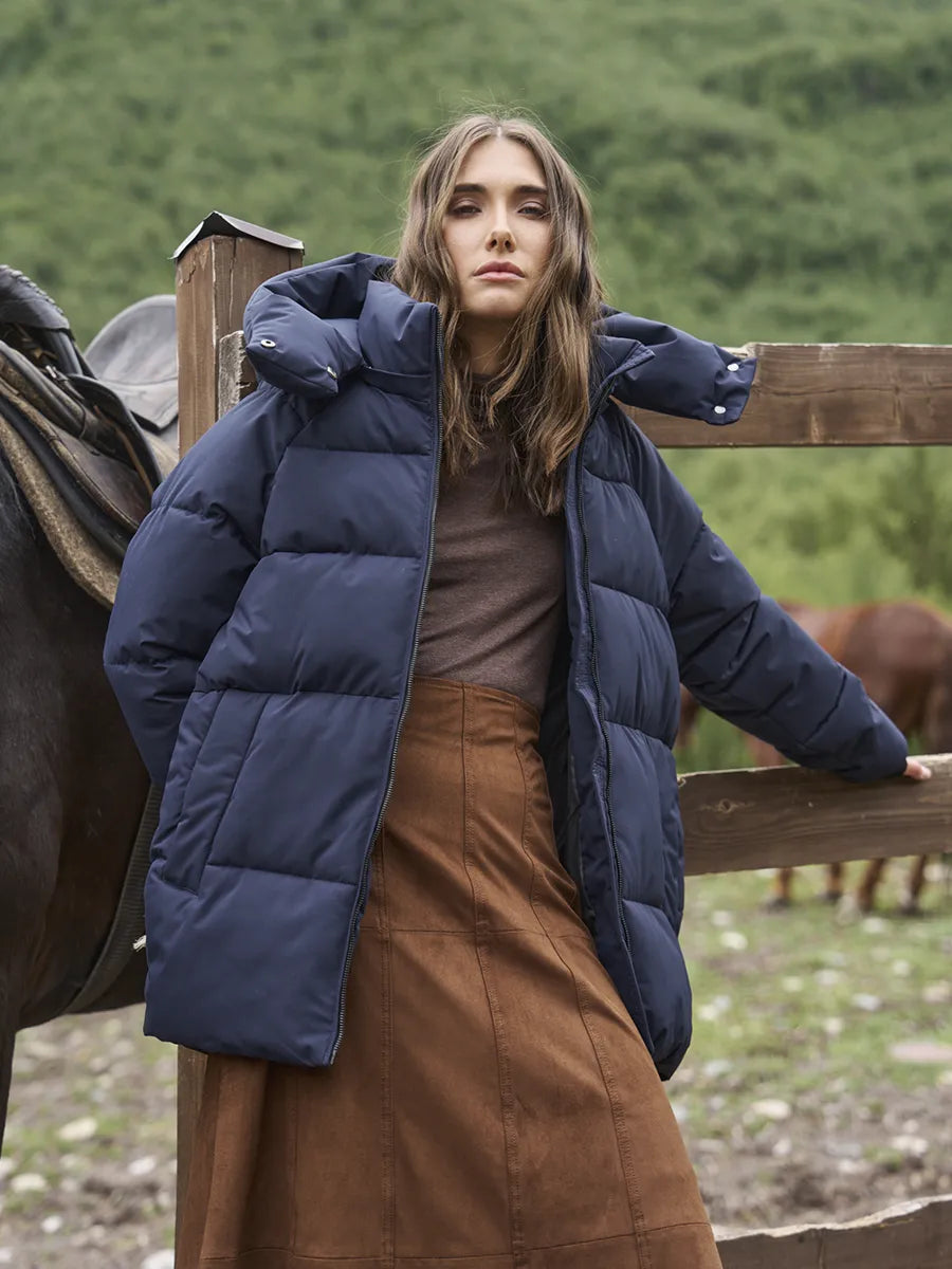 Қишки капюшонли оверсайз куртка