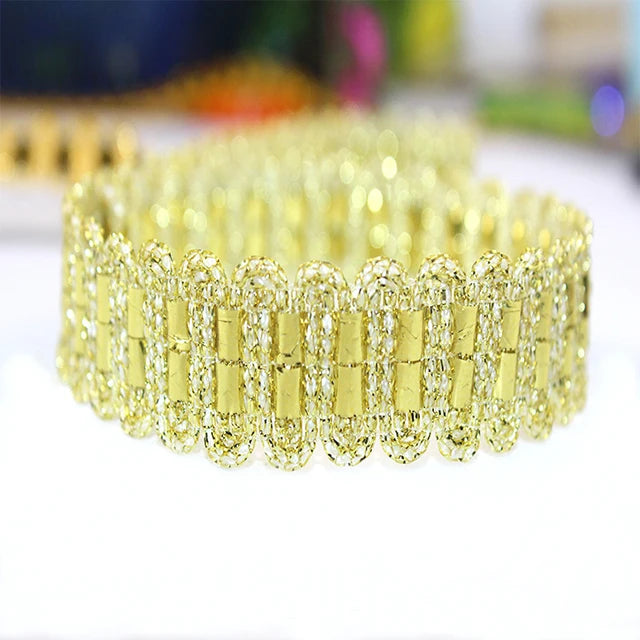 Гипур тўрли трим Ретро каштадўзлик Рангли лента тўлқинли олтин дантелли кийим аксессуарлари