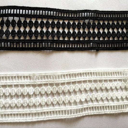 Пойафзал ва сумкалар учун махсус қора ва оқ гипур тўрли трим Эластик бўлмаган Полестер