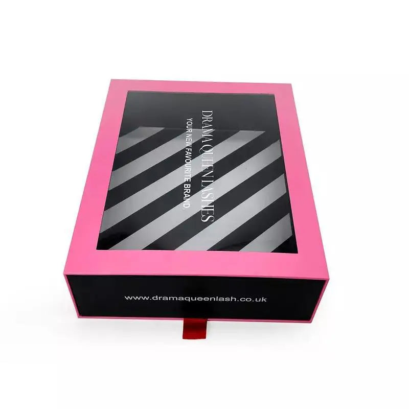 Гуандун ишлаб чиқариши, PET слайдли тортма шаклидаги крафт қоғоз қутилар — квадрат  қути, прозрачный PVC қопқоқли, ойнаси бор