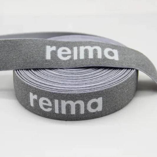 Неон рангли 100% полестер жаккардли эластик тасма логотипли, ички кийим ва кийим учун қайта ишланган эластик тасма