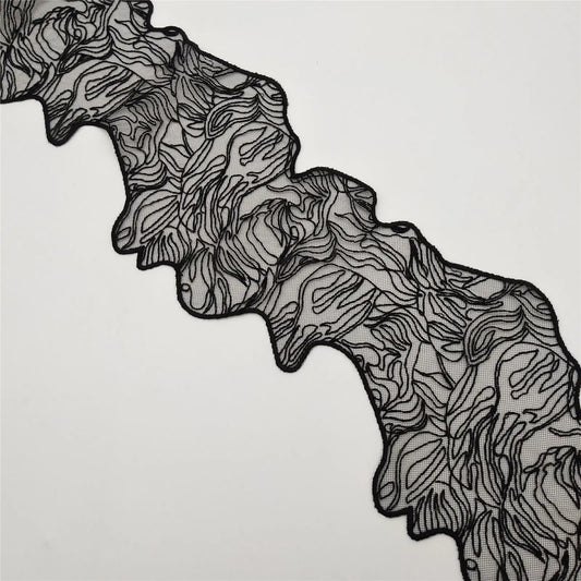 Либослар учун тикилган дантелли безакли юқори сифатли қора гипур кимёвий тўрли дантелли трим Нафис кашта тикиш техникаси