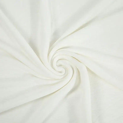 Оммабоп сотувдаги икки томонлама чўзиладиган 2x2 риб (чизиқли) мата — 40S ипли текис вискоза-спандекс аралашмаси. Манжет, ёқалар ва кийим қирралари учун мос