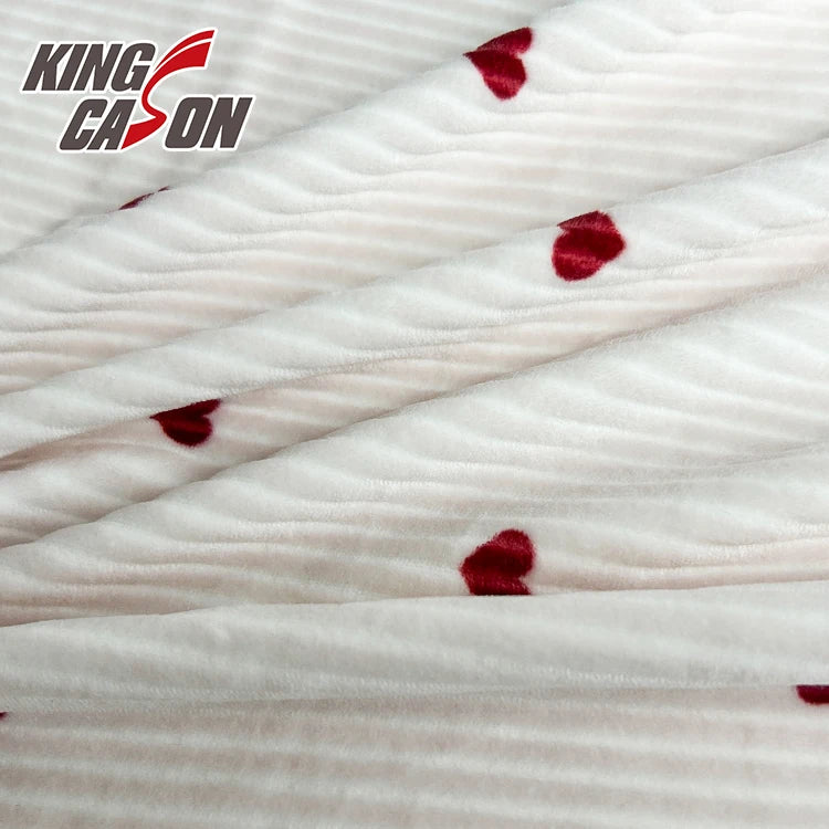 KINGCASON’дан супер юмшоқ, икки томонлама юрак нақшли тез қурийдиган спандекс мата — тунги кийимлар ва уй либослари учун идеал танлов