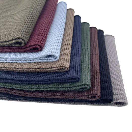 95% пахта ва 5% спандексдан тўқилган экологик тоза рибана трикотаж — манжет ва подол (пастки қирра) безаклари учун мос материал