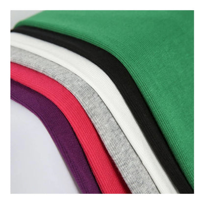 Оммабоп сотувдаги икки томонлама чўзиладиган 2x2 риб (чизиқли) мата — 40S ипли текис вискоза-спандекс аралашмаси. Манжет, ёқалар ва кийим қирралари учун мос