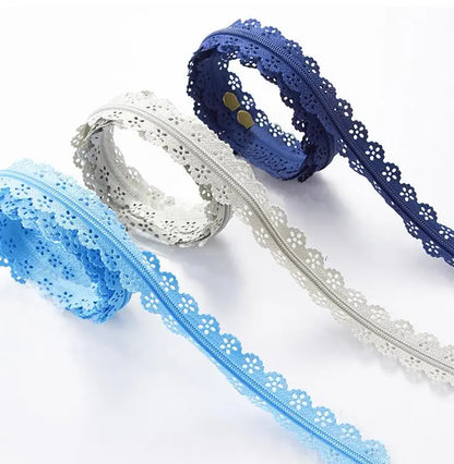 Кийимлар учун дантелли ичи бўш тримли махсус нейлон ёпиқ фермуар