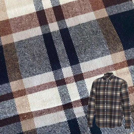 Стокдаги товар: уй кийими учун CVC (пахта-полиэстер) енгил, юмшоқ, катакли дизайнли, юзи юпқача ювилган twill тўқилган кўйлак матос