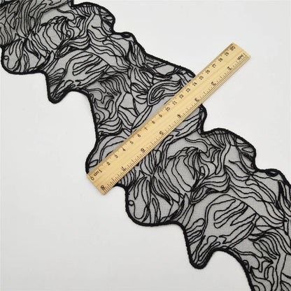 Либослар учун тикилган дантелли безакли юқори сифатли қора гипур кимёвий тўрли дантелли трим Нафис кашта тикиш техникаси