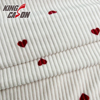 KINGCASON’дан супер юмшоқ, икки томонлама юрак нақшли тез қурийдиган спандекс мата — тунги кийимлар ва уй либослари учун идеал танлов