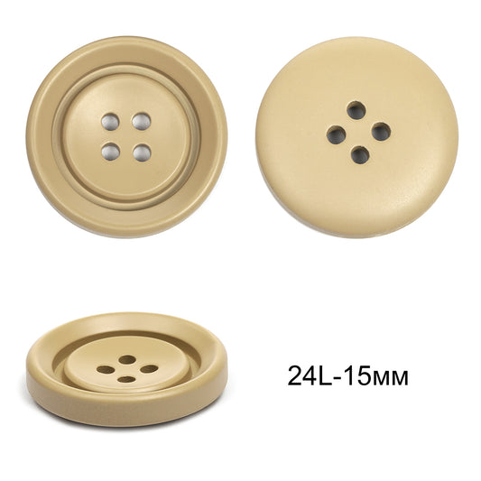 Нуқра-бўз тусли 4 қулиқли пластик тугмалар