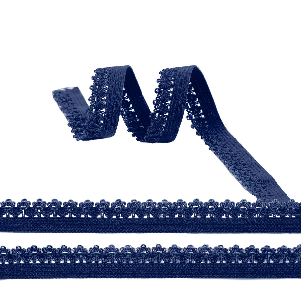 Ички кийим учун ажурли резинка, 12 мм, қора ранг, 1000 метрлик ўрам.