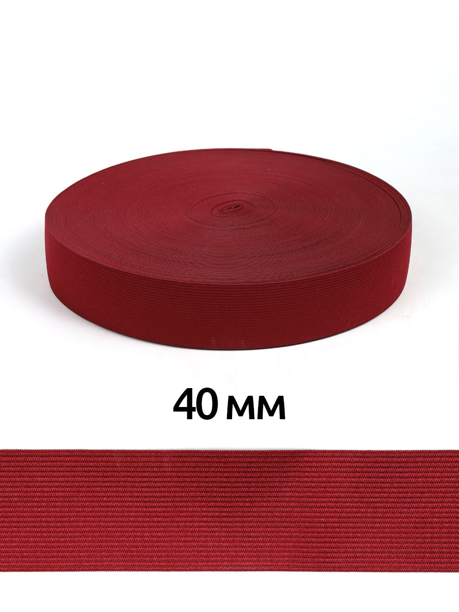 Трикотаж Стандарт резинка, эни 40мм, тўқ қизил рангда, 3,9г, рулони 40м.