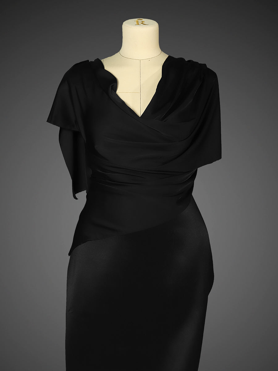 Мато шёлк Армани, 90 г/м², 97% ПЭ, 3% спандекс, кенглиги 150см, ранги 16 — қора, рулон 25 м