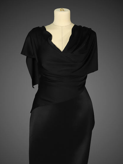 Мато шёлк Армани, 90 г/м², 97% ПЭ, 3% спандекс, кенглиги 150см, ранги 16 — қора, рулон 25 м