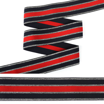 Декоратив резинка, эни 4см, ранги кўк/қизил, қадоғи 25м.